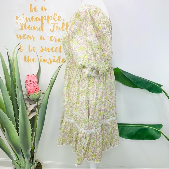 LOVE THE LABEL Square Neck Puff Sleeve Floral Mini Dress Size Large NWT - Picture 8 of 16